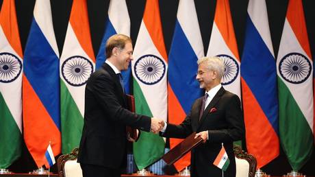 Russian First Deputy Prime Minister Denis Manturov and  Indian Foreign Minister S. Jaishankar co-chair the 25th meeting of the Intergovernmental Russian-Indian Commission on Trade, Economic, Scientific, Technical, and Cultural Cooperation in New Delhi on November 12, 2024.