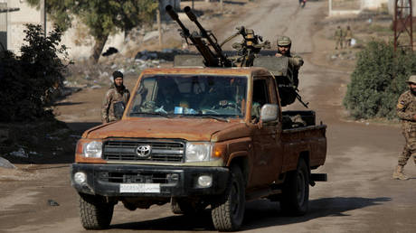 A view of military vehicle captured by anti-regime armed groups, opposing the Bashar al-Assad regime, as they seize the city center of Hama, Syria on December 5, 2024.