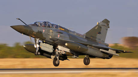 A Dassault Mirage 2000D of the French Air Force lands at Los Llanos Airport in Albacete, Spain, November 21, 2024