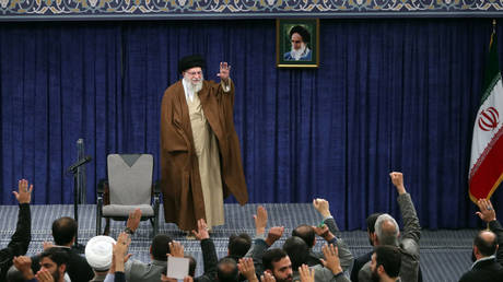 Iran's Supreme Leader Ali Khamenei delivers a speech at the Imam Khomeini Hussainiyah in Tehran, on December 11, 2024.