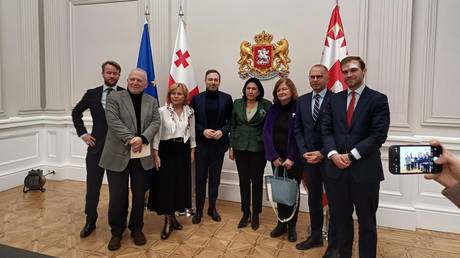 European Parliament lawmakers meet Georgian President Salome Zourabichvili in Tbilisi, Georgia on December 12, 2024.