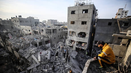 Buildings damaged by Israeli strikes in Gaza, as seen on December 7, 2024.