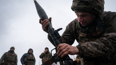 FILE PHOTO: Ukrainian troops during a training exercise.