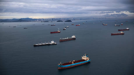 FILE PHOTO. Ships are seen on Panama Canal in Panama City, Panama.