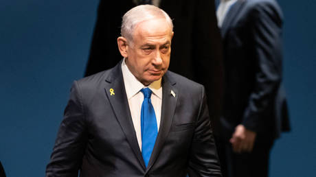 Benjamin Netanyahu arrives on stage to address the UN General Assembly in New York City, September 27, 2024