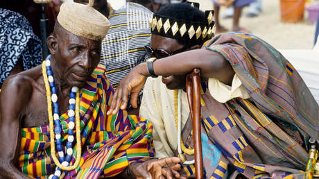 FILE PHOTO. Two Anlo chiefs holding a palaver, Ghana.