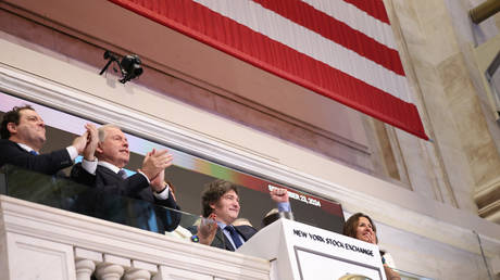 Argentine President Javier Milei at the New York Stock Exchange, New York City, September 23, 2024.