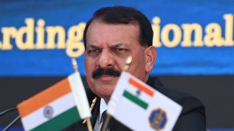 Navy Chief Admiral Dinesh K Tripathi during Annual Press Conference at Kota House , on December 2, 2024 in New Delhi, India.