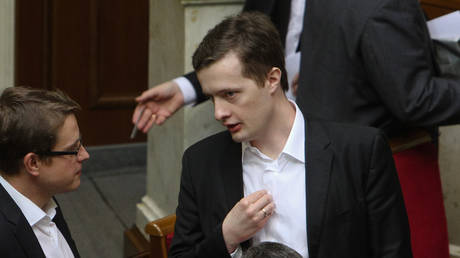 Former Ukrainian lawmaker Aleksey Poroshenko, son of former president Pyotr Poroshenko, in parliament, April 12, 2016