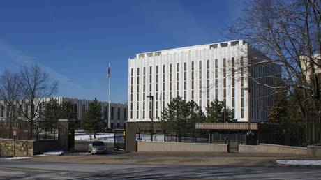 FILE PHOTO: Embassy of Russia in Washington DC.