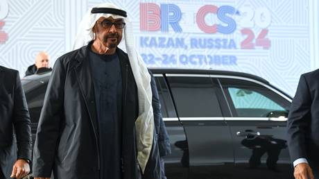 FILE PHOTO. Heads of delegation arrive at the 16th BRICS summit. President of the UAE Sheikh Mohammed bin Zayed Al Nahyan.