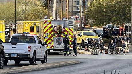 First responders outside the Trump International Hotel in Las Vegas, Nevada, US, January 1, 2025.