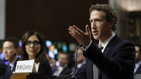 Meta CEO Mark Zuckerberg testifies before the Senate Judiciary Committee at the Dirksen Senate Office Building, Washington, DC, January 31, 2024.