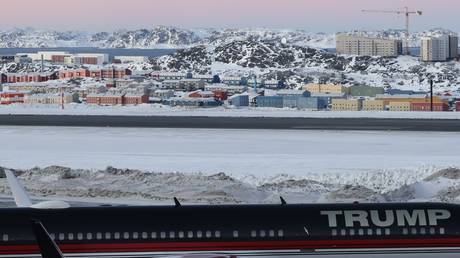 A plane carrying Donald Trump Jr. lands in Nuuk, Greenland, January 7, 2025