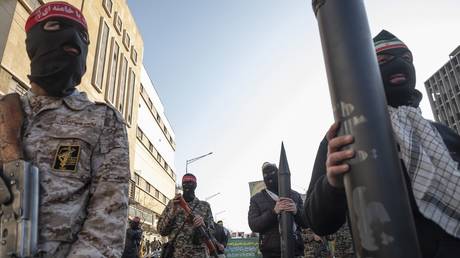 FILE PHOTO: Members of the Islamic Revolutionary Guard Corps (IRGC) during a parade in Tehran.