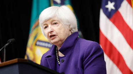 Janet Yellen gives remarks at the US Treasury Department in Washington DC, November 21, 2024