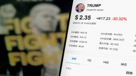 An illustration photo shows the value of $TRUMP, the personal cryptocurrency released by Donald Trump, in Suqian, Jiangsu province, China, January 19, 2025.