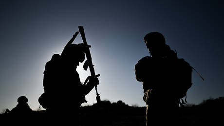 Russian servicemen of the assault company of the mountain motor rifle unit