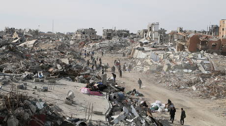 Displaced Palestinians in Rafah, Gaza, January 19, 2025.