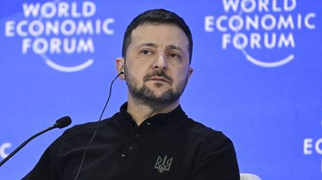 Ukrainian leader Vladimir Zelenskyi attending the World Economic Forum (WEF) in Davos, Switzerland on January 21, 2025.