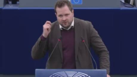 Anders Vistisen speaks during a debate in the European Parliament in Strasbourg, France on January 21, 2025.